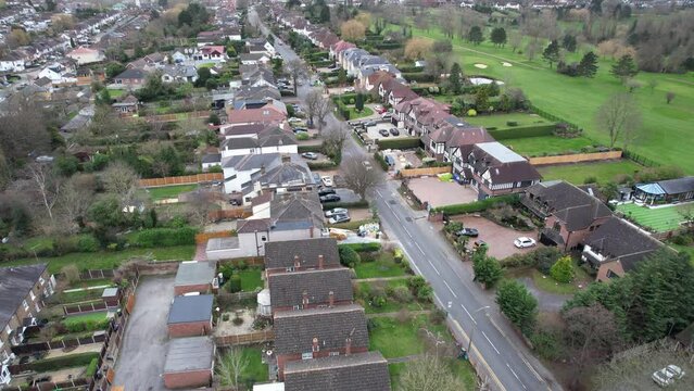 Chigwell Essex UK drone aerial view High street and residential roads