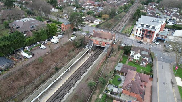 Chigwell tube station on Central Line Aerial drone view