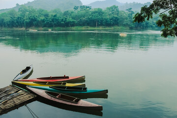 Kayak boat on the lake 