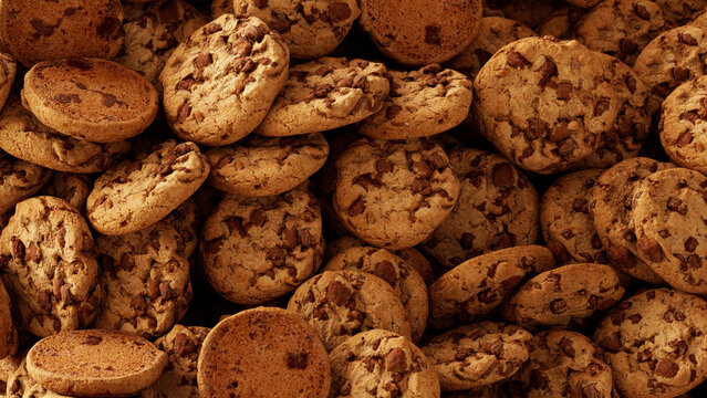 Viele Chocolate Chip Cookies als Keks Hintergrund