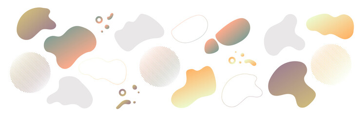 Flyer with set of colored abstract modern graphic elements, colorful stains. Vector illustration. Creative design for posters, flyers, booklets, covers, wallpaper.