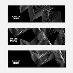 Set of modern black and silver banner design