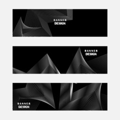 Set of modern black and silver banner design