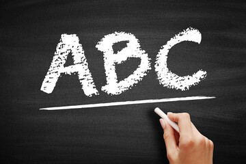 ABC - Ambition Belief Change text acronym concept on blackboard