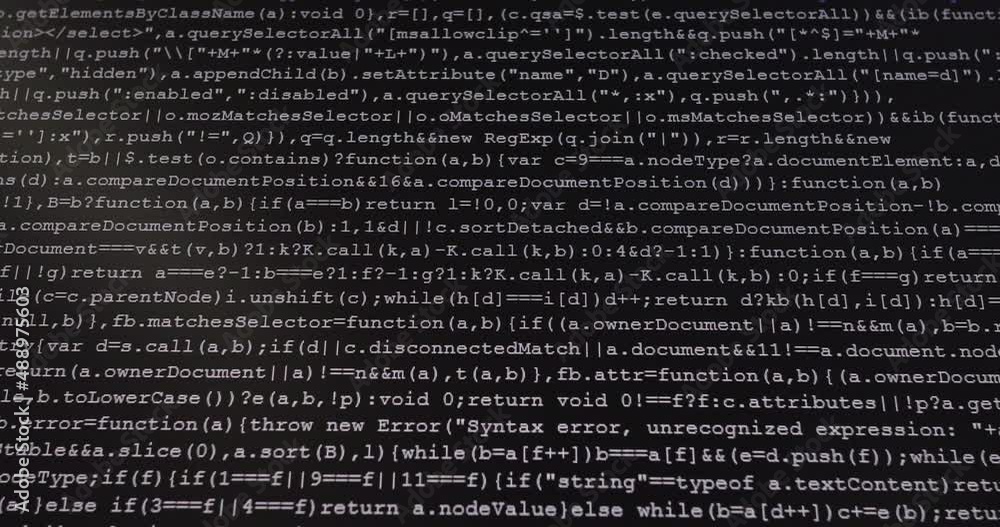 Aufkleber 4K Close up shot programming tag code on PC Monitor scroll down. Background concept for programming and coding web development.