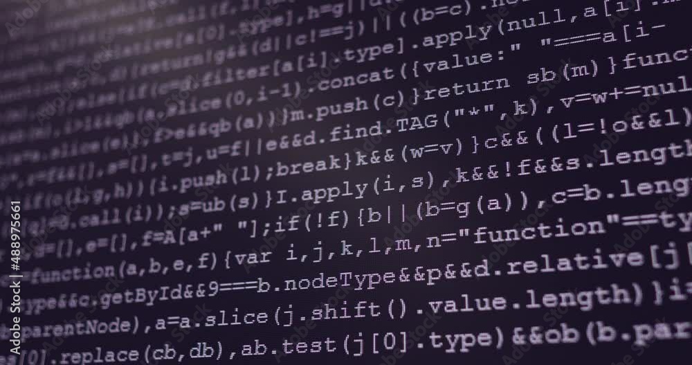 Aufkleber 4K Close up shot programming tag code on PC Monitor scroll down. Background concept for programming and coding web development.