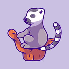 cute lemur sit on tree branch illustration suitable for mascot sticker and t-shirt design