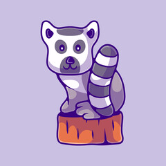 cute lemur sit on tree branch illustration suitable for mascot sticker and t-shirt design