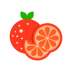 set of oranges. a whole orange, an orange slice and a cut orange. vector illustration, eps 10.