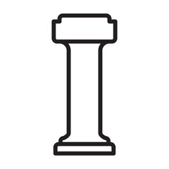 Chess game outline vector icon.Outline vector illustration of rook. Isolated illustration of chess game icon on white background.