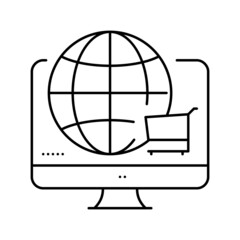 worldwide shopping line icon vector illustration