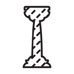 Chess game outline vector icon.Outline vector illustration of rook. Isolated illustration of chess game icon on white background.