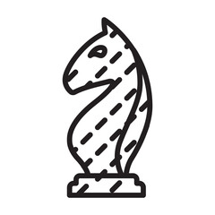 Chess game outline vector icon.Outline vector illustration of horse. Isolated illustration of chess game icon on white background.