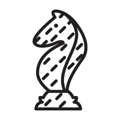 Chess game outline vector icon.Outline vector illustration of horse. Isolated illustration of chess game icon on white background.