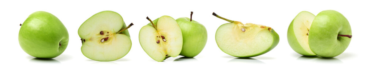 Green apple on white background