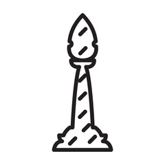 Chess game outline vector icon.Outline vector illustration of knight. Isolated illustration of chess game icon on white background.
