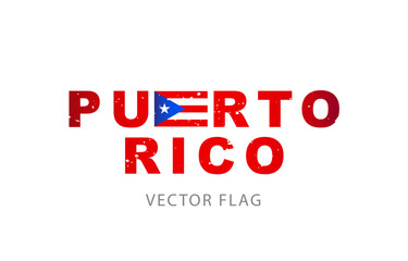 Flag of Puerto Rico in the form of the letter E in the word Puerto. Vector illustration isolated on white background.