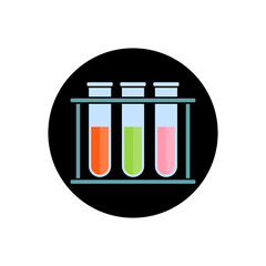 Test tubes with rack. Isolated vector icon. Illustration on white background.