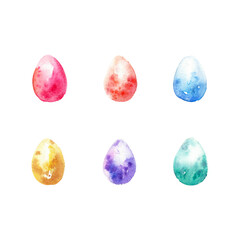 Hand drawn watercolor easter eggs in bright colors.