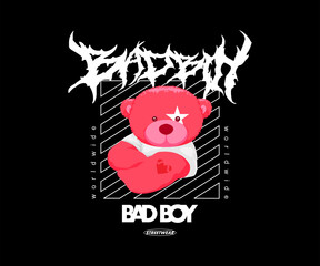 Cartoon Bear Vector  Graphic Design for T shirt  Street Wear and Urban Style