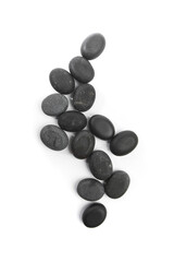 black spa stones isolated on white background .