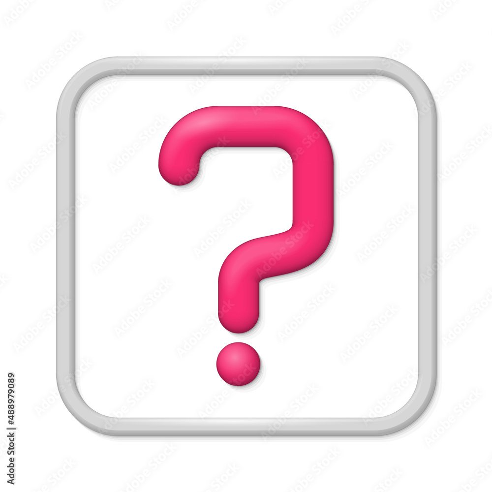 Poster 3d cartoon question mark icon. online ask test query element concept design design. web mobile app n