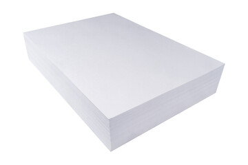 Close up of a stack of paper isolated on white background. A4 blank paper stack isolated. Mockup. Stack of blank paper sheets