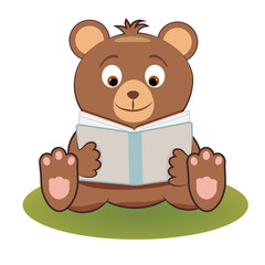 Vector Teddy bear reading book. Children's book. World book day.