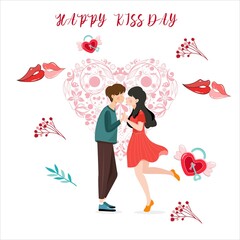 Valentine hugging couple collection Free Vector