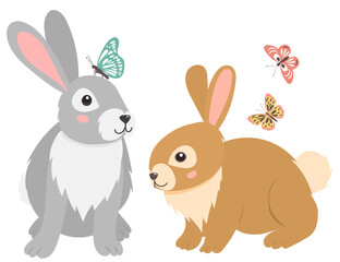 hare, rabbit cartoon flat design, isolated vector