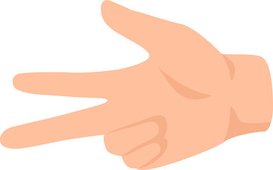 Three finger on human hand for counted. Three human fingers hand, gesture count vector illustration