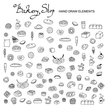 Bakery products in continuous line art drawing style. Vector illustration