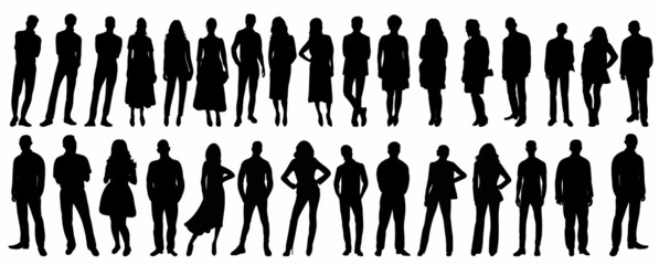 people set silhouette on white background, isolated vector