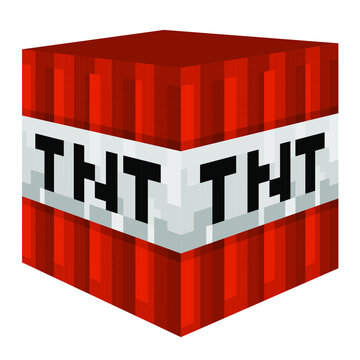 Bricks and TNT 3d. Pixel background. The concept of games background. Vector illustration