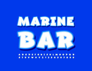 Vector stylish Poster Marine Bar. Modern Font. Artistic Alphabet Letters and Numbers set