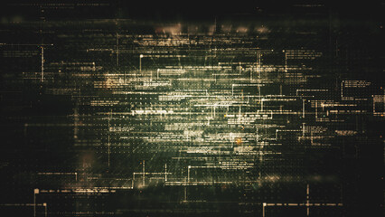 Futuristic cryptocurrency blockchain simulation of cryptographic hash mining concept, performing analytic computational. Head Up Display background