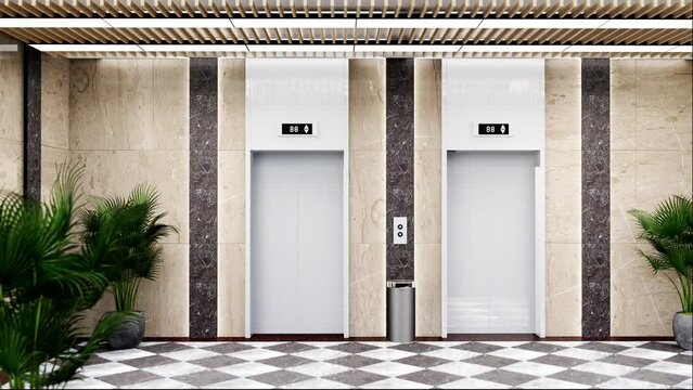 3D perspective Luxury modern style design elevator with corridor