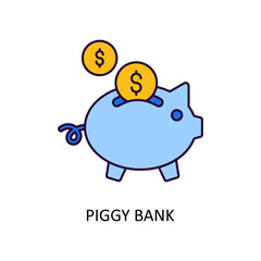 Piggy Bank Vector Filled Outline Icon Design illustration. Fintech Symbol on White background EPS 10 File