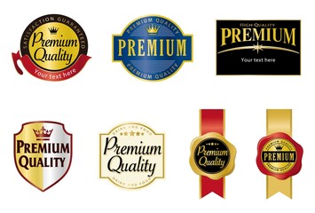 Obraz premium エンブレム プレミアム ロゴマーク イラストセット