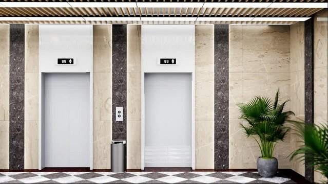 3D Luxury modern style design elevator with corridor