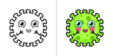 Cute Green Virus Vector Illustration