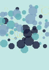 Turquoise Atom Background Blue Vector. Tile Digital Background. Evolution Template. Dark Blue Cell Web. Line Mosaic.