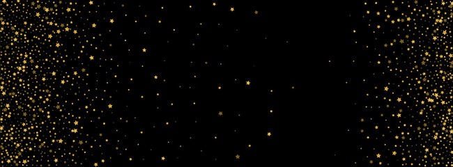 Yellow Stars Background Black Vector. Confetti Defocused Frame. Bright Glamour. Surprise Template. Gold Sequin Pattern.