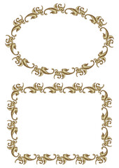 Vector drawing of vintage decorative frames from golden design elements