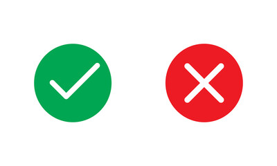 Wright and Wrong icon, correct and cross symbol on white background