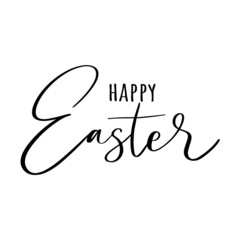 Easter lettering. Hand drawn phrase for Greeting card isolated on white background. Happy easter lettering