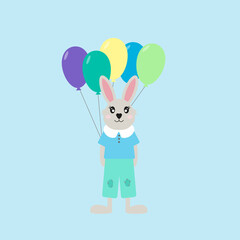 rabbit with balloons