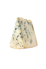 Blue cheese, dor blue or roquefort mold cheese slice isolated on white.