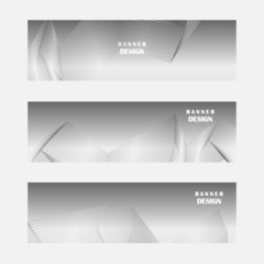 Set of grey and silver banner design