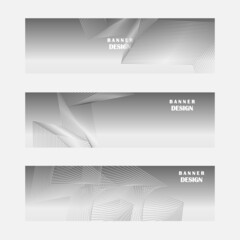 Set of grey and silver banner design
